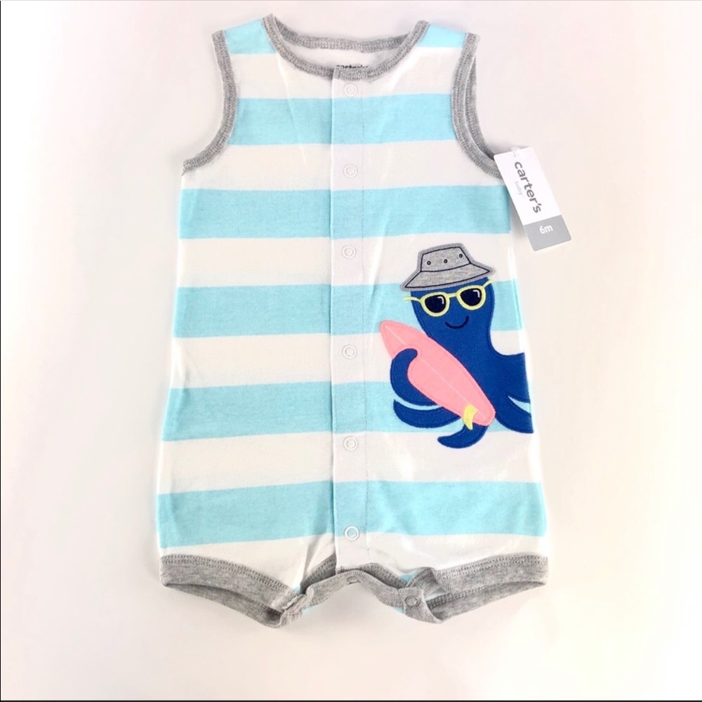 Carters striped “octopus” romper brand new - Picture 2 of 4